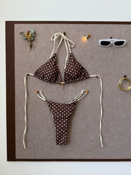Damen Triangel-Bikini mit verspieltem Punkte-Design EB