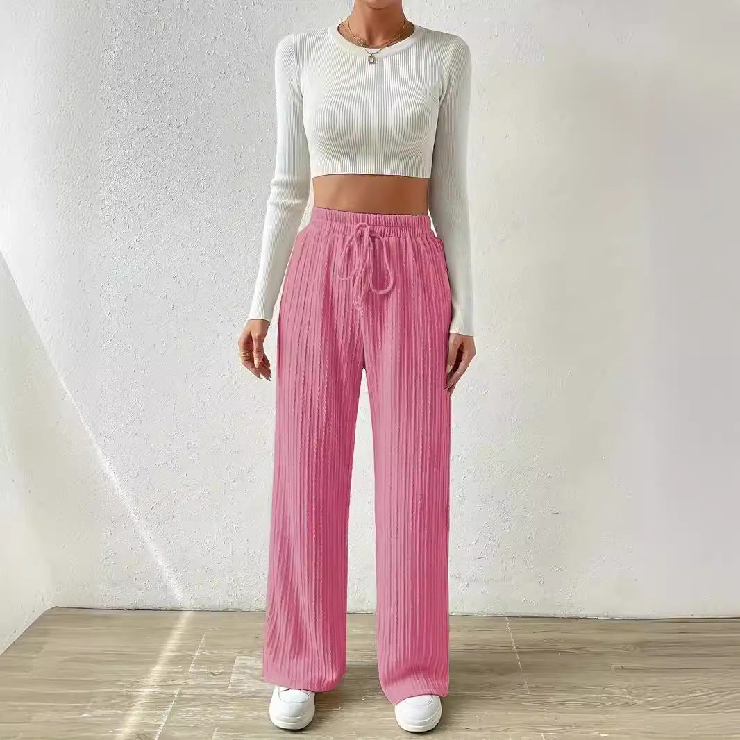 Damen Lässige Stretch-Hose mit elastischem Bund und praktischer Kordel EB