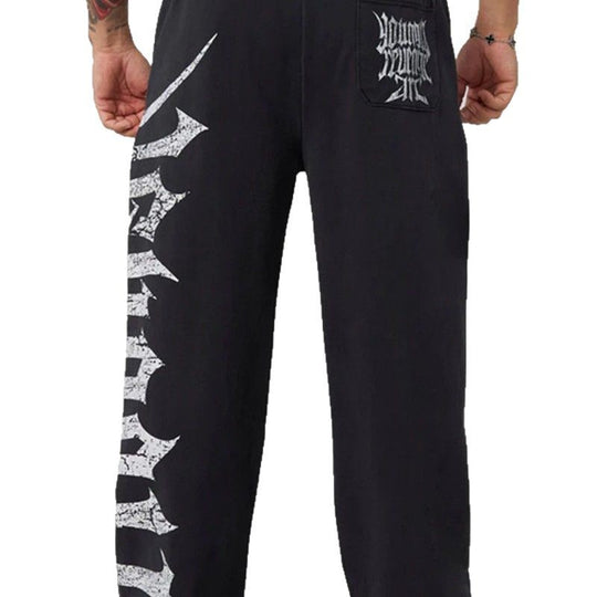 Herren nan weite Sweathose aus angerautem Fleece mit seitlichem Vintage-Print und Kordelbund EB
