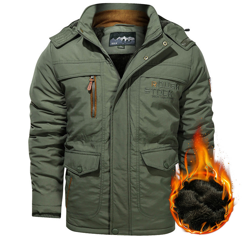 Herren nan isolierte Kapuzenparka mit Sherpa-Innenfutter, winddichter Front und Multifunktions-Taschen EB