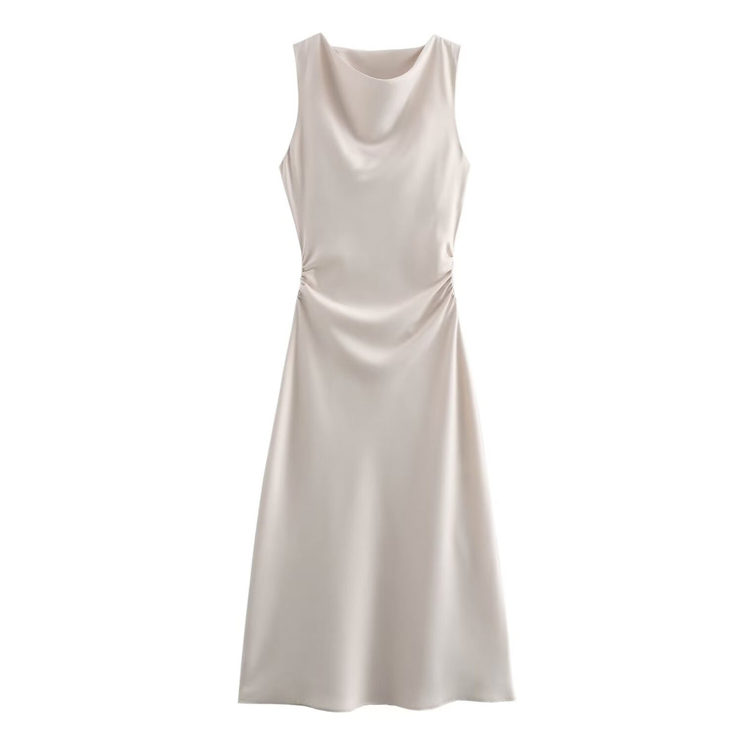 Damen elegantes Sommerkleid mit fließendem Schnitt und charmanten Rüschendetails EB