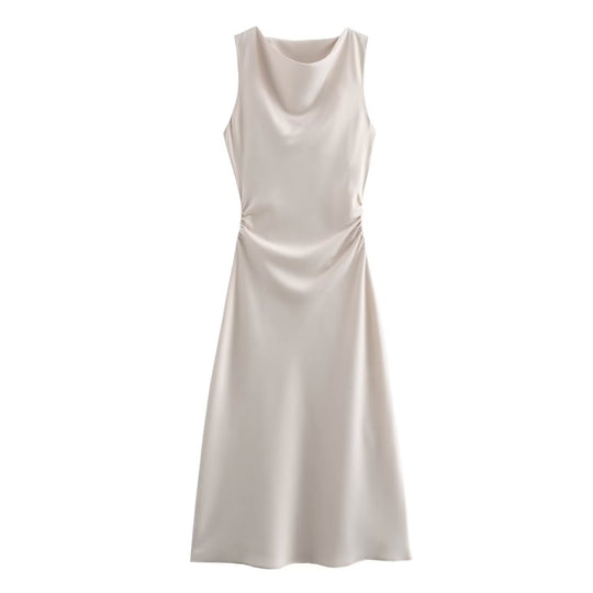 Damen elegantes Sommerkleid mit fließendem Schnitt und charmanten Rüschendetails EB