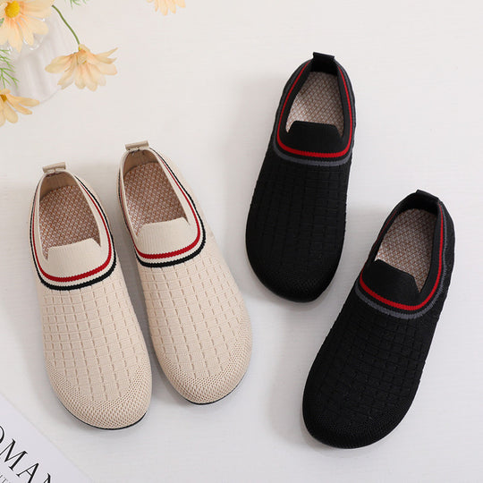 Damen atmungsaktive Slip-On Sneakers mit elastischem Kragen EB