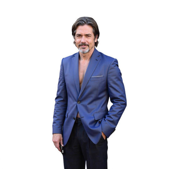 Herren nan taillierter Business-Blazer aus Stretchgewebe mit Brusttasche und schlanker Silhouette EB