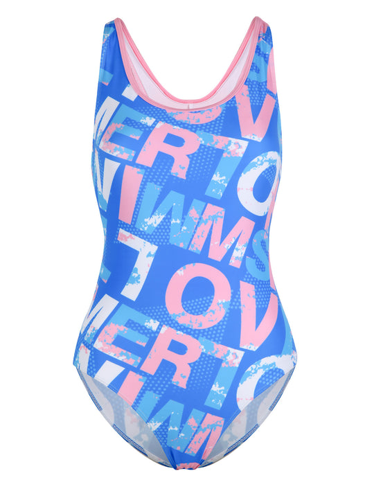 Damen Einteiliger Sportbadeanzug mit grafischem Print EB