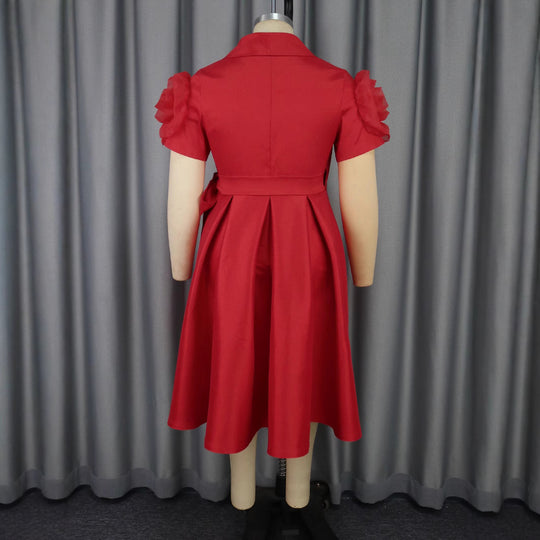 Damen Wickelkleid mit voluminösen Puffärmeln EB