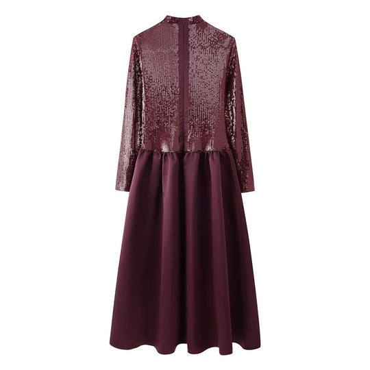 Damen Festliches Kleid mit glitzerndem Oberteil und schwingendem Rock EB