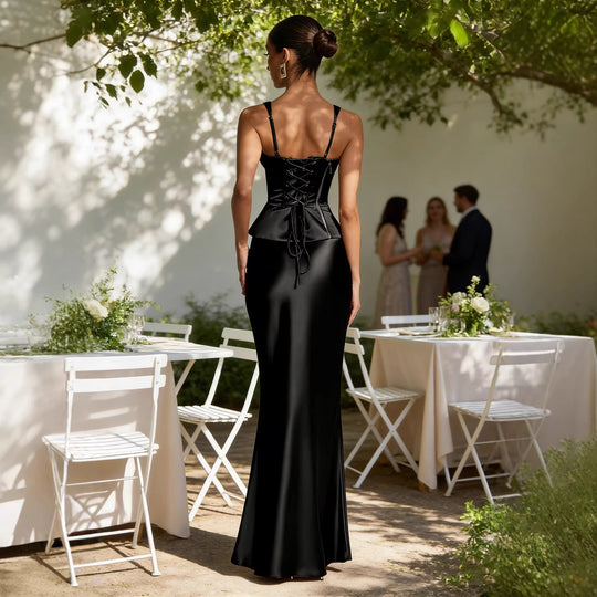 Damen Elegantes Abendkleid mit figurformendem Design und tiefem V-Ausschnitt EB