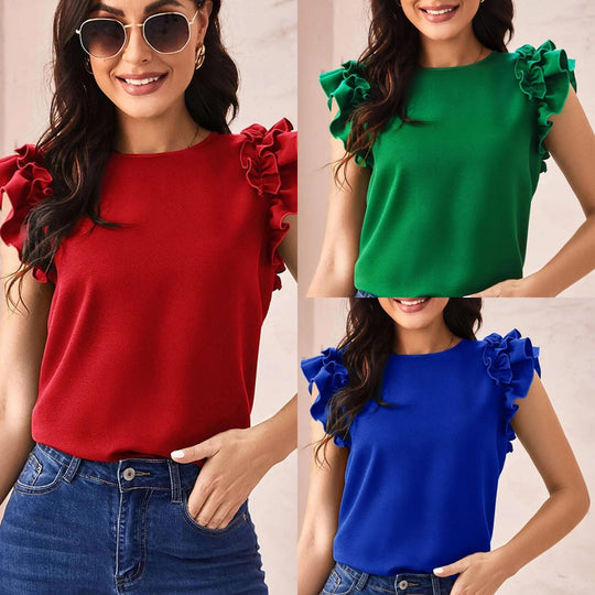 Damen Bluse mit voluminösen Rüschendetails EB