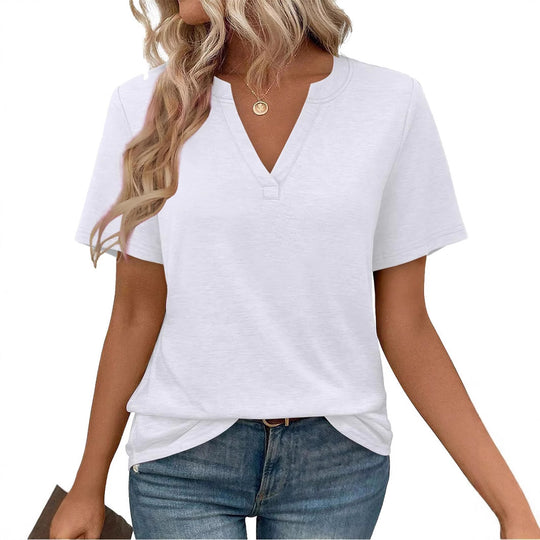 Damen zeitloses V-Ausschnitt T-Shirt mit lässigem Schnitt EB