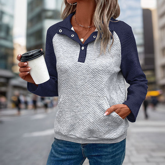 Damen lässiger Sweatpullover mit elegantem strukturiertem Design EB