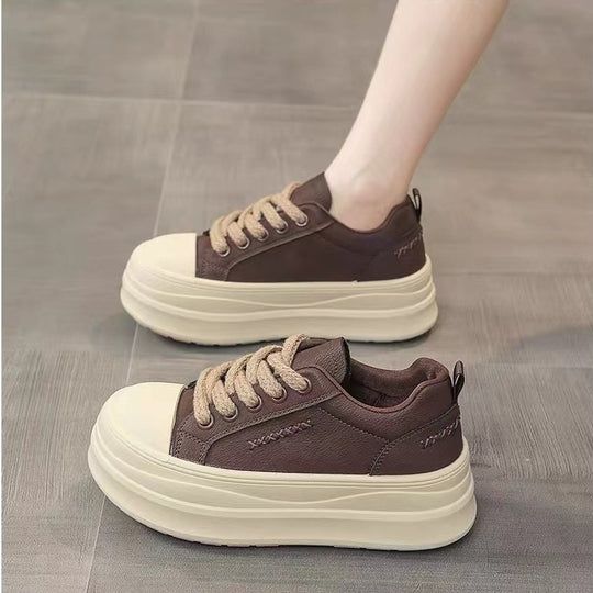 Damen modische Sneaker mit kontrastierender Sohle und elastischem Schnürsystem EB