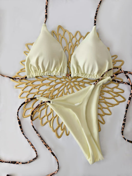 Damen Bikini-Set mit trendigem Animal-Print und modischem Schleifen-Detail EB