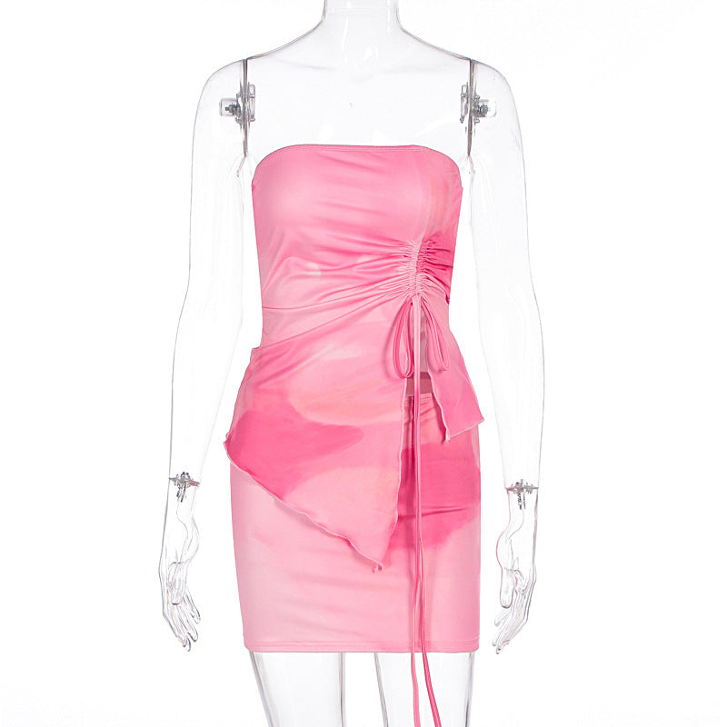 Damen Mini-Kleid mit asymmetrischem Schnitt und Raffungsdetails EB