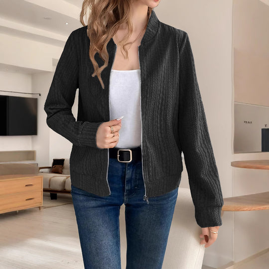 Damen Strickjacke mit Reißverschluss und strukturiertem Design EB