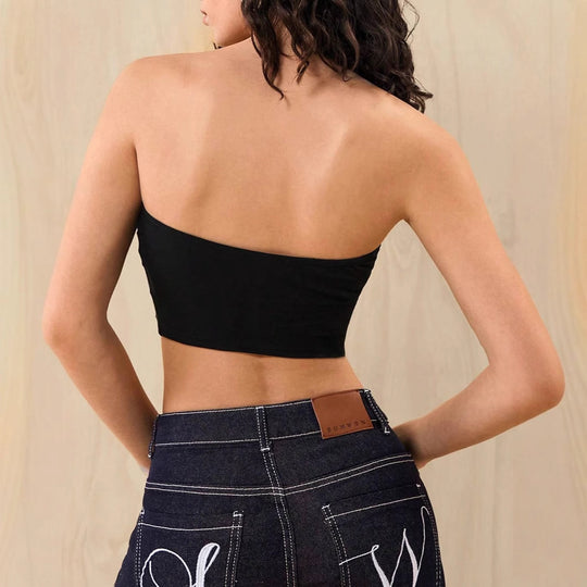 Damen Bandeau-Top mit kreativem Schriftzug EB