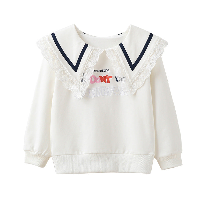 Damen Sweatshirt mit Spitzenkragen EB