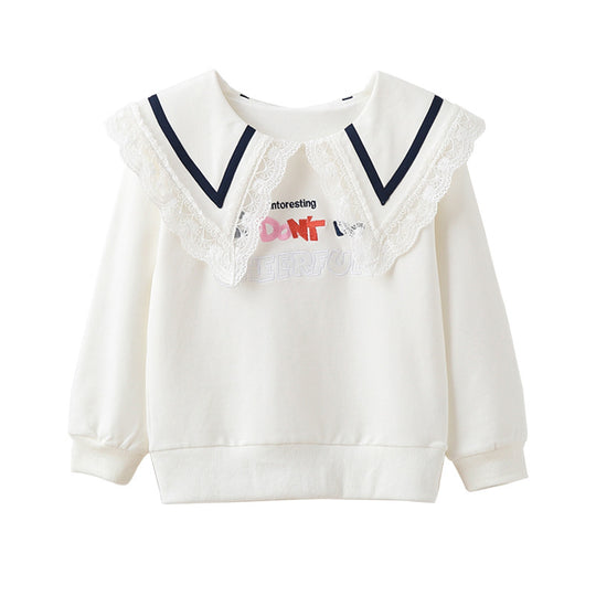 Damen Sweatshirt mit Spitzenkragen EB