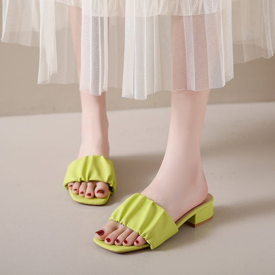 Damen elegante Mules mit modischer Raffung EB