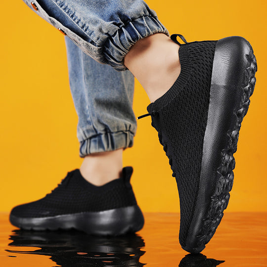 Unisex atmungsaktive Strick‑Slip-On Sneaker mit elastischem Schaft, Zuglasche und gedämpfter Leichtsohle EB