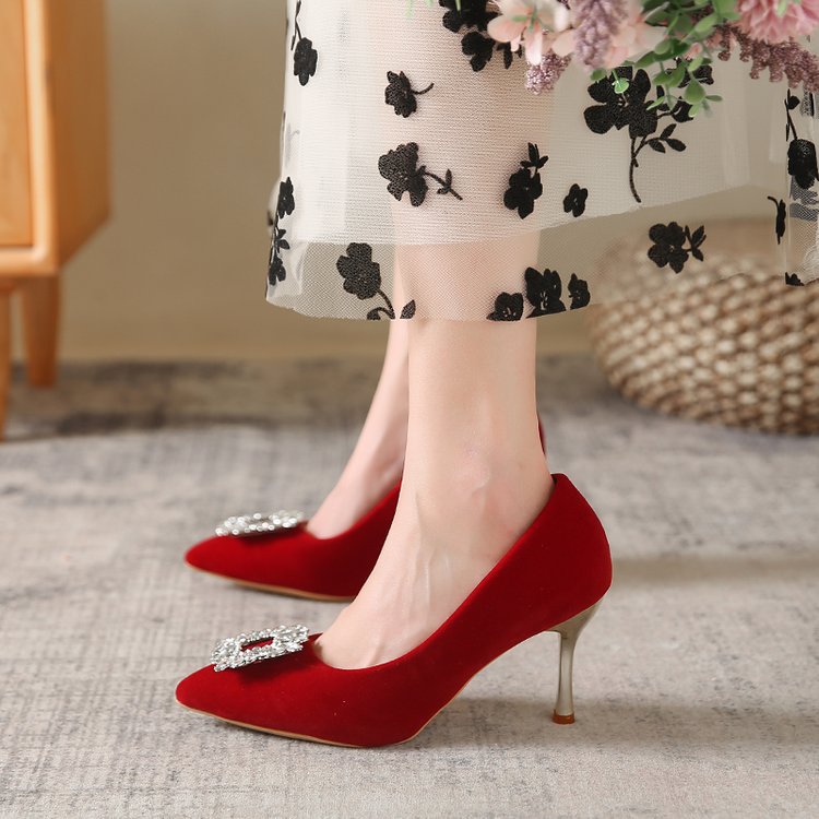 Damen elegante Spitzenpumps mit funkelndem Strassakzent EB