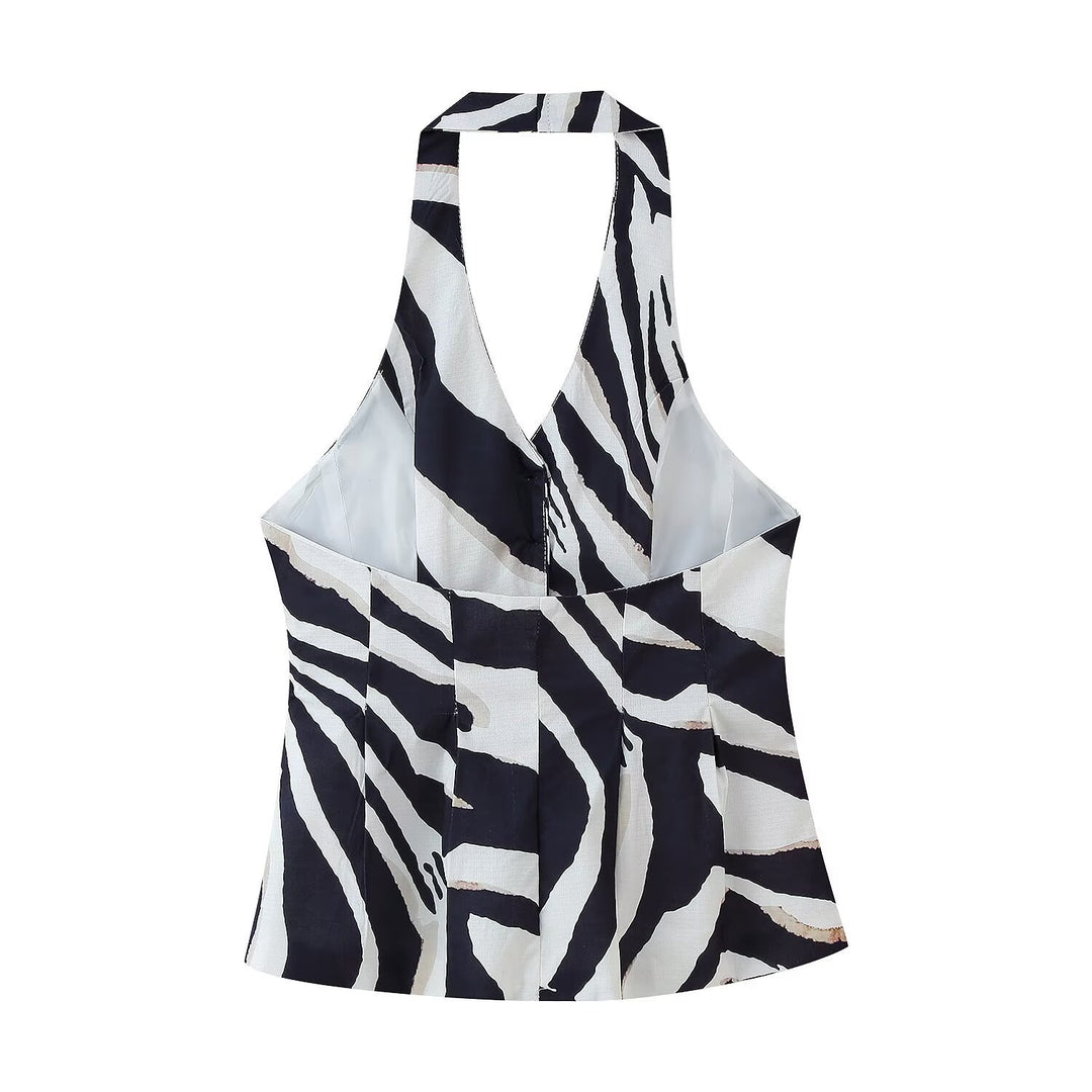 Damen weite Palazzo-Hose mit Zebra-Print EB