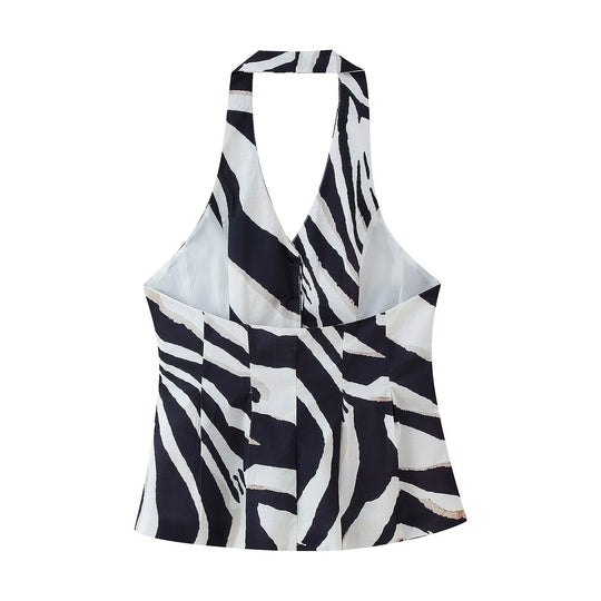 Damen weite Palazzo-Hose mit Zebra-Print EB