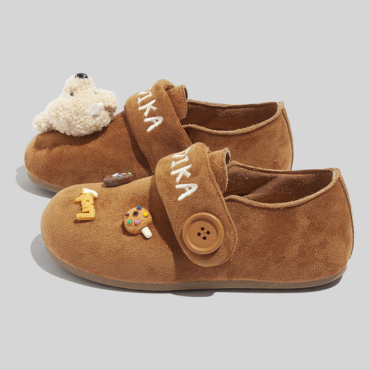 Damen Clogs mit niedlichen Tierapplikationen und Knopfverschluss EB