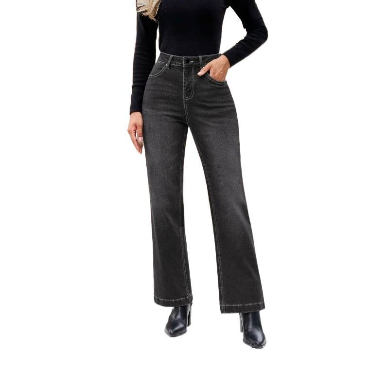 Damen High-Waist Jeans mit weitem Bein und schmaler Passform EB