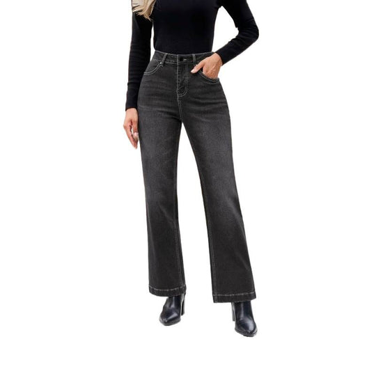 Damen High-Waist Jeans mit weitem Bein und schmaler Passform EB
