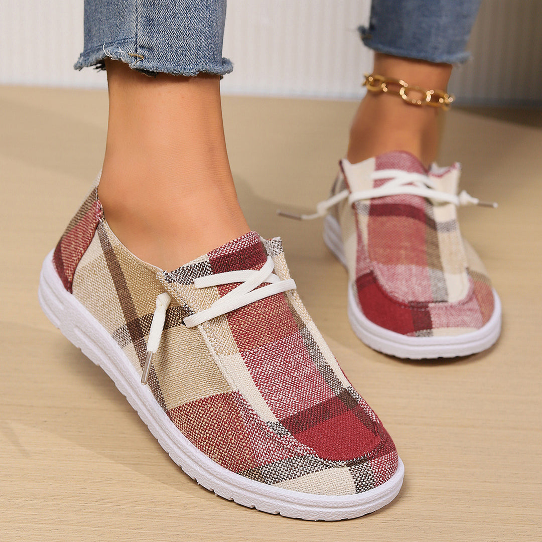 Damen Casual Sneakers im modischen Karomuster EB