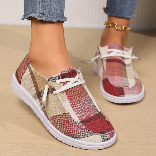 Damen Casual Sneakers im modischen Karomuster EB