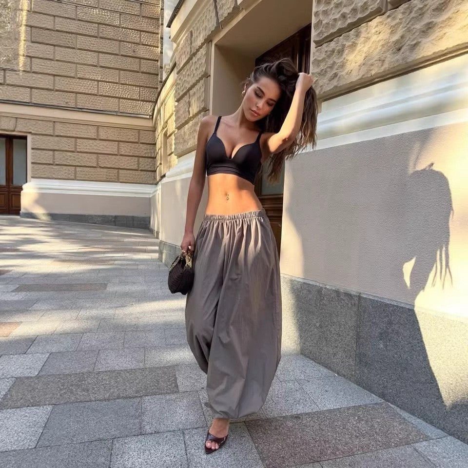 Damen weit geschnittene High-Waist Palazzo-Hose mit elastischem Bund und fließender Sommerqualität Eichborn Berlin