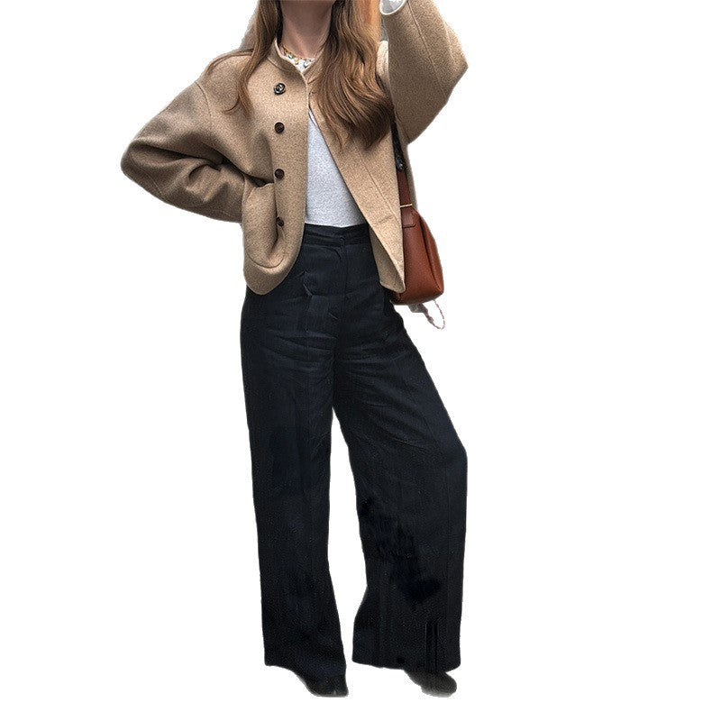 Damen Zeitlose Wolljacke im minimalistischen Design EB