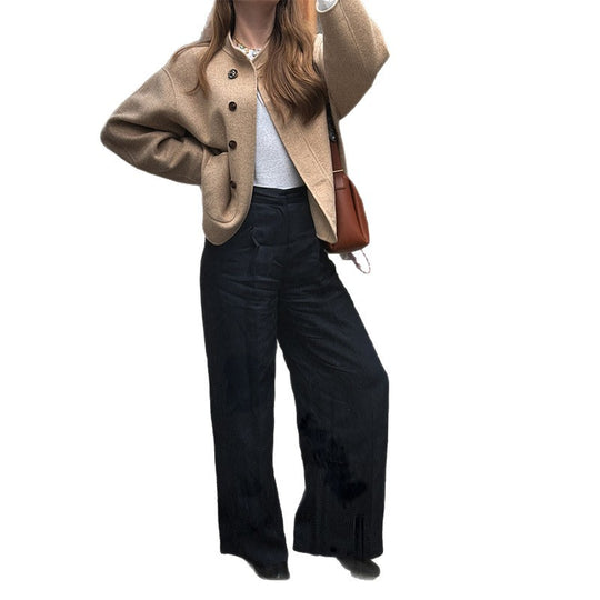 Damen Zeitlose Wolljacke im minimalistischen Design EB