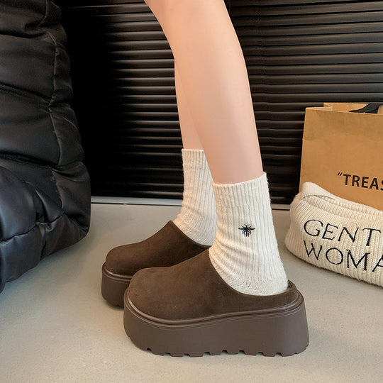 Damen Komfort Clogs mit dickem Plateau und weichem Obermaterial EB