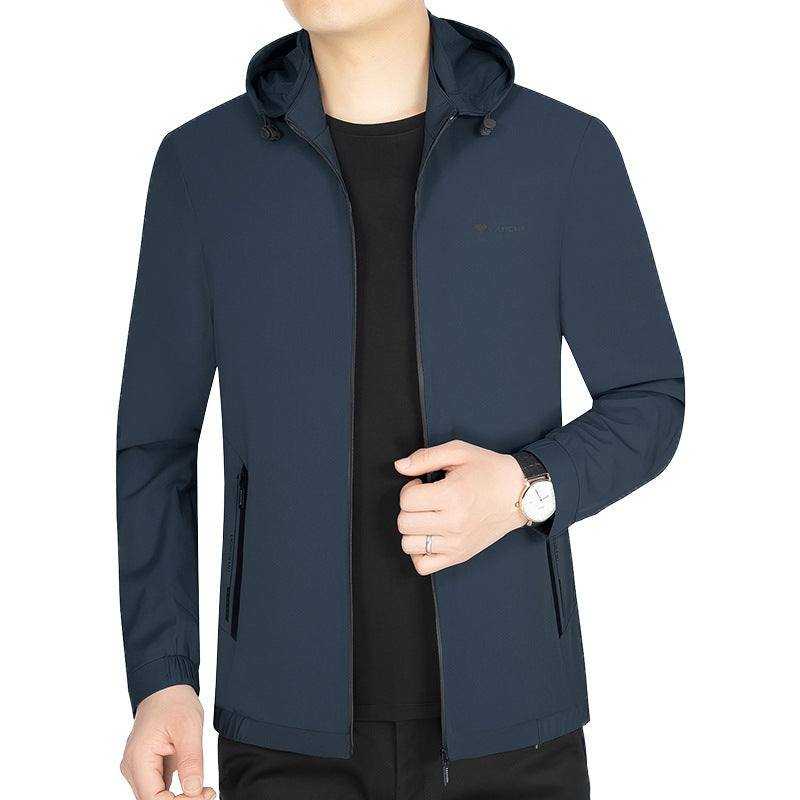 Herren Leichte Softshell-Funktionsjacke mit Kapuze wasserabweisend atmungsaktiv EB