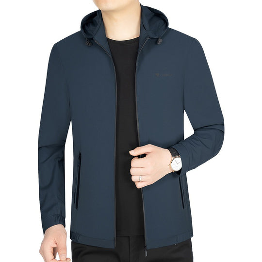 Herren Leichte Softshell-Funktionsjacke mit Kapuze wasserabweisend atmungsaktiv EB