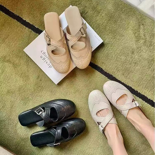 Damen modische Slipper mit elegantem Riemchen EB