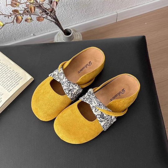 Damen komfortable Hausschuh-Slipper mit dekorativem Riemen und wärmendem Innenfutter EB