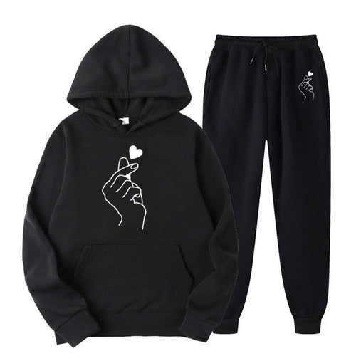 Damen Jogginganzug mit kreativem Herzmotiv und bequemer Passform EB