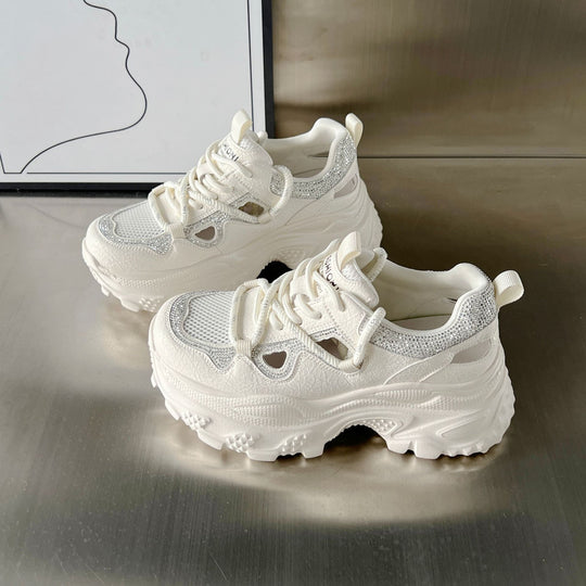 Damen Sportliche Chunky Sneakers mit modischem Netzdesign und rutschfester Sohle EB