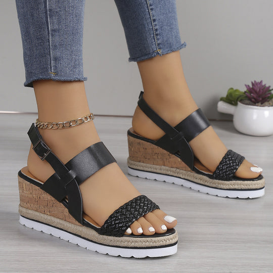 Damen Wedge-Sandaletten mit raffiniertem Flecht-Design und komfortablem Fußbett EB