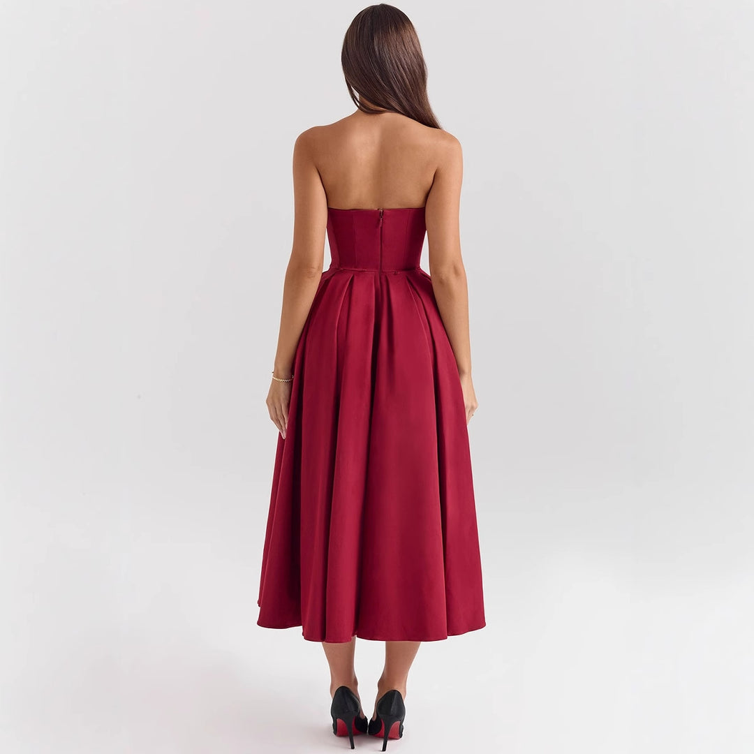 Damen Hochgeschlossenes Abendkleid mit ausgestelltem Rock EB