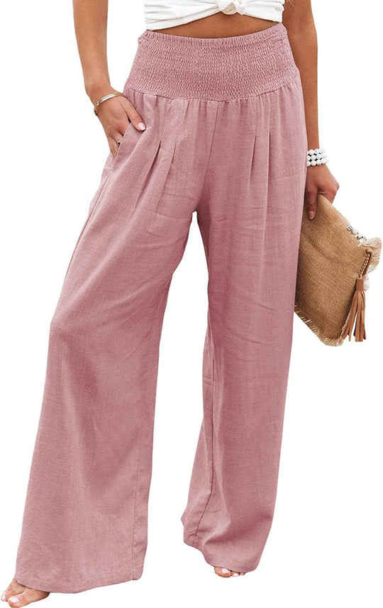 Damen Weite Sommerhose mit elastischem Bund und lockerer Passform EB