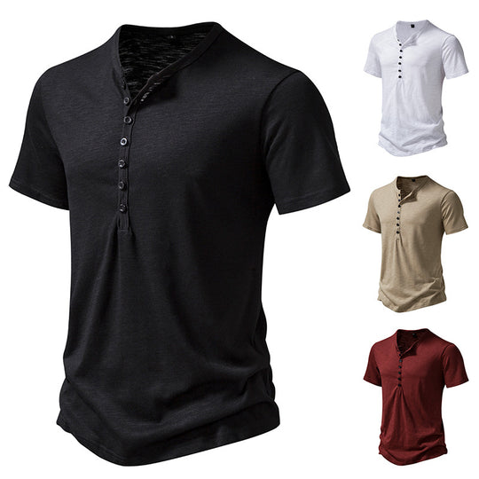 Herren Kurzarm Henley-Shirt mit dekorativer Knopfleiste EB