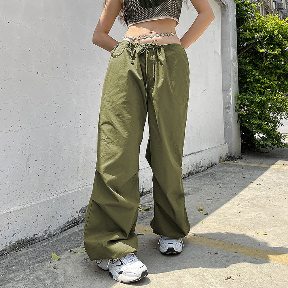 Damen Weite Sporthose mit elastischem Bund und stylischen Ketten-Details Heidi-Mode