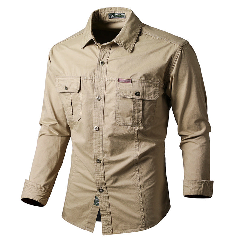 Herren nan leichte Overshirt-Jacke mit Klappbrusttaschen und klassischem Hemdkragen EB