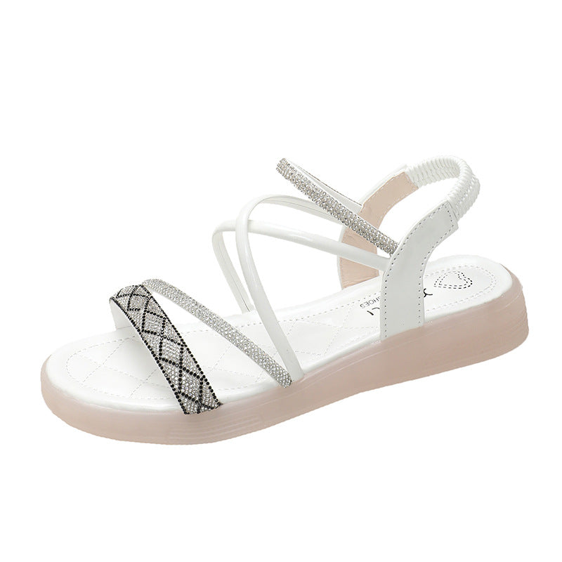 Damen Elegante und komfortable Sandalen mit dekorativem Strass-EB