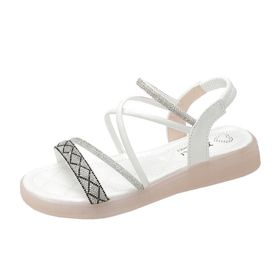 Damen Elegante und komfortable Sandalen mit dekorativem Strass-EB